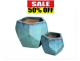 Geometric Turquoise Planter Set of 2