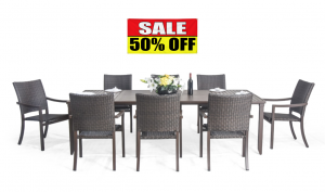 Scottsdale Wicker 9-PC Dining Set - Walnut 