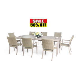 Scottsdale Wicker 9-PC Dining Set Driftwood Finish