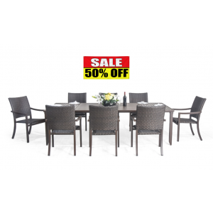 Scottsdale Wicker 9-PC Dining Set - Walnut 