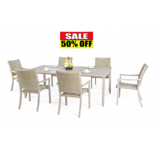 Scottsdale Wicker 7-Piece Dining Set  Driftwood