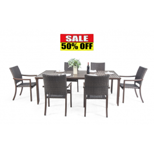 Scottsdale Wicker 7-Piece Dining Set  Walnut