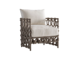 Nodi Outdoor Chair with grey woven rope and Boucle fabric
