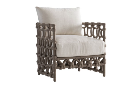 Nodi Outdoor Chair with grey woven rope and Boucle fabric