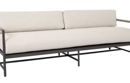 Sunset West Pietra three-seat sofa in Charcoal with Echo Ash cushions