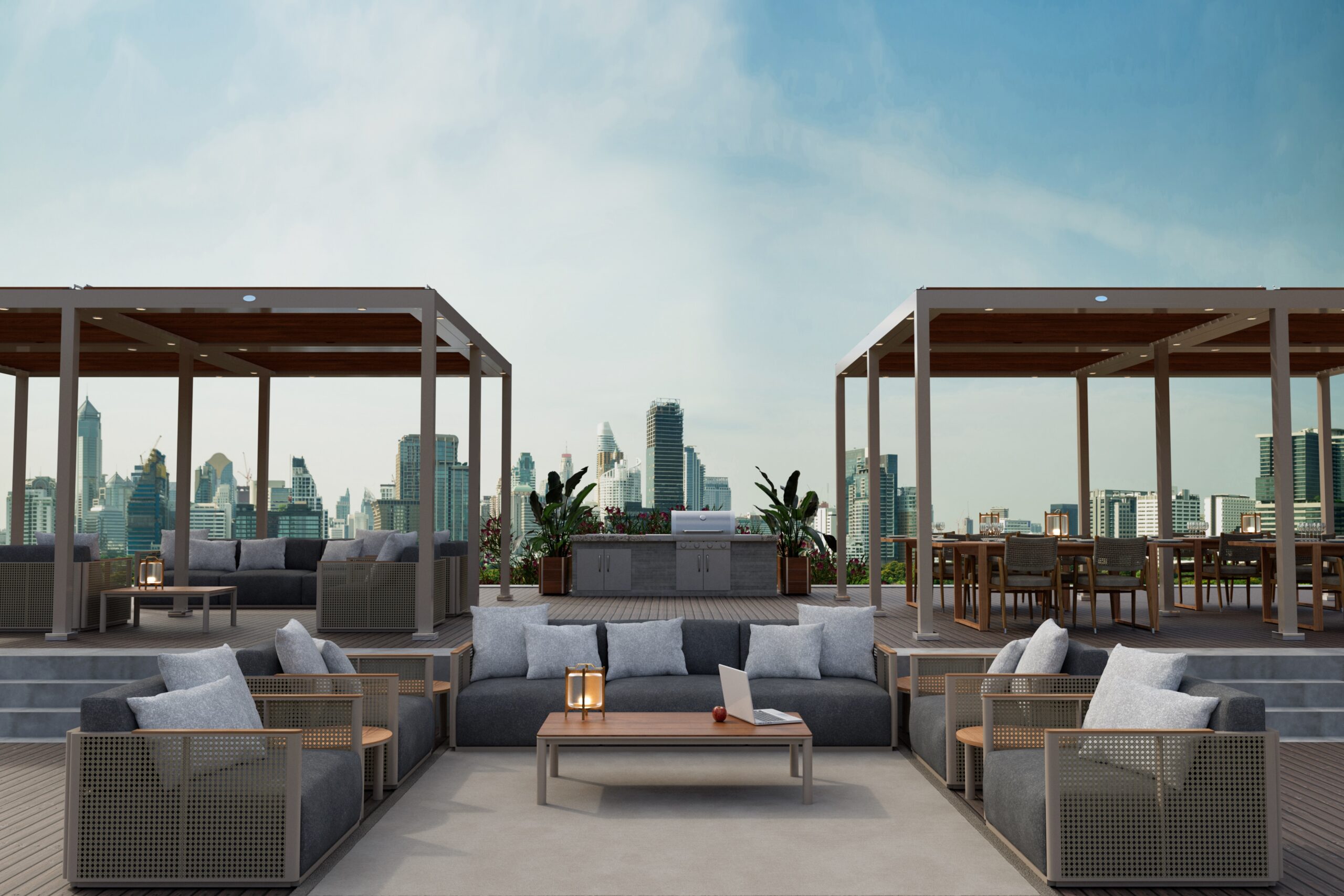 Ocean Master M1 Plus Solanox Multi Family In situ Render outdoor furniture