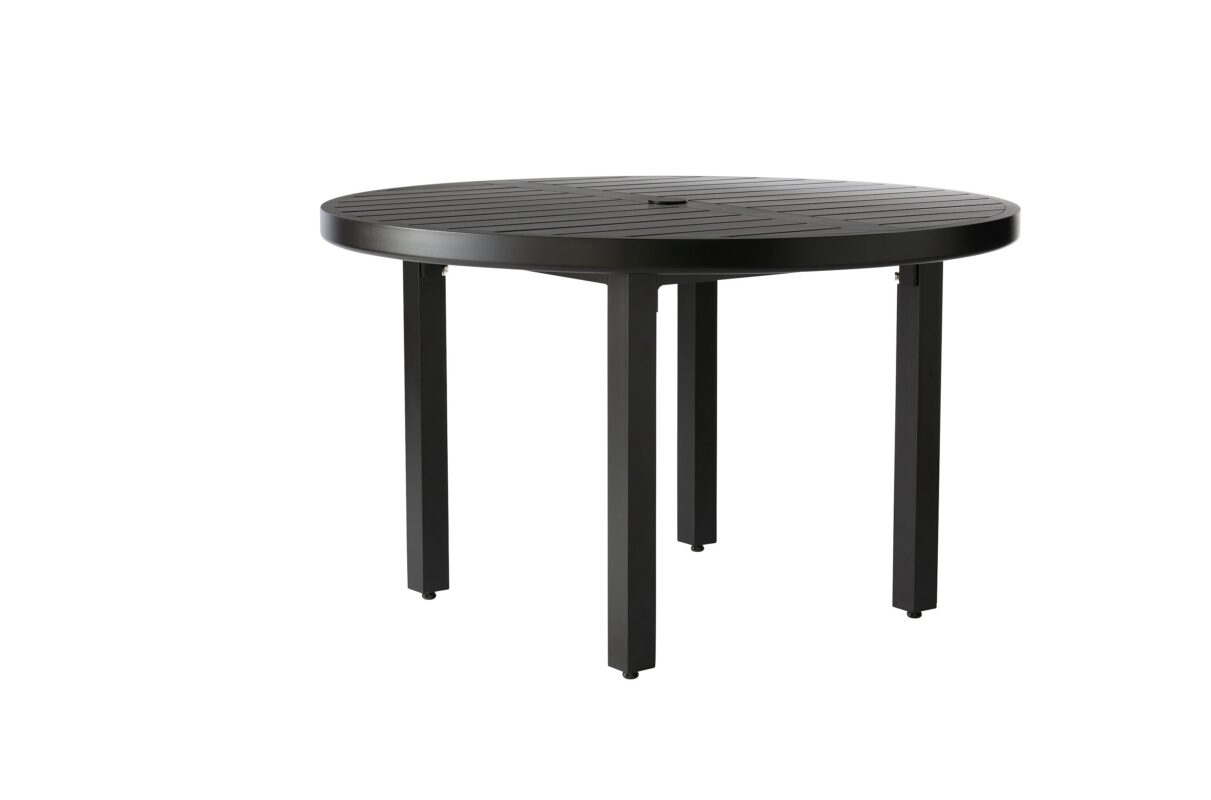 48-inch round slatted aluminum dining table