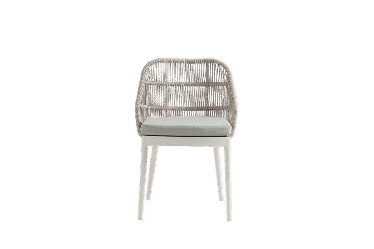 Ratana Las Colinas Matte White woven dining chair detail