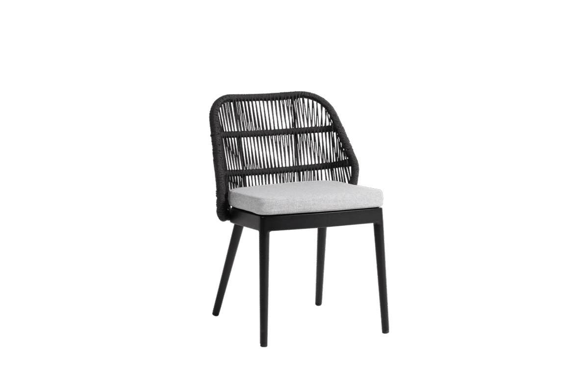 Ratana Las Colinas Charcoal dining chair with Tabloid Cloud cushion