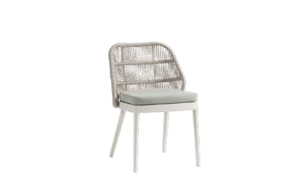Ratana Las Colinas Matte White dining chair with Tabloid Cloud cushion