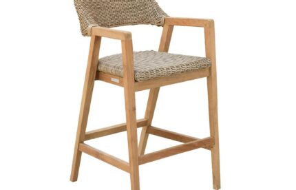 Kingsley Bate Spencer SP19 bar chair in Grade A teak with Willow all-weather wicker